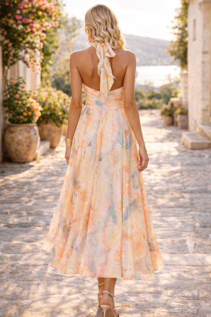 Johanna | Halter Maxi-jurk met Bloemenprint