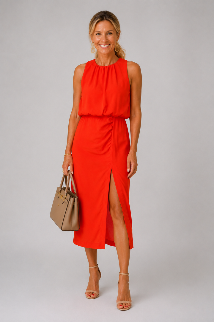 Fien | Mouwloze Midi-jurk met Split