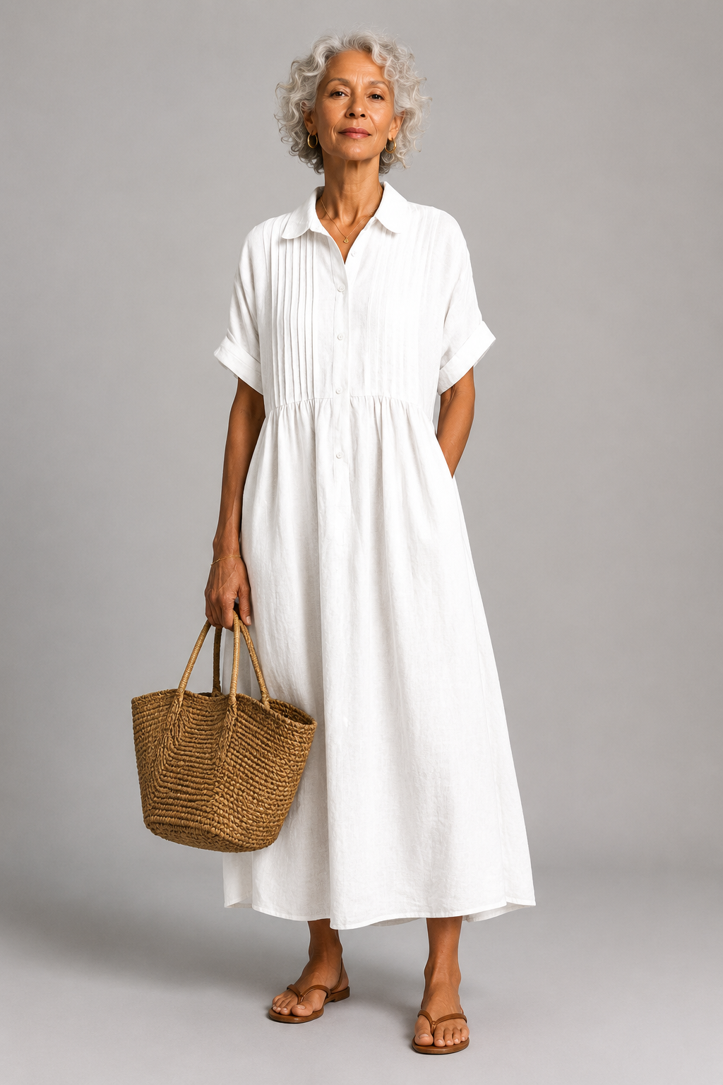 Aleida | Geplooide Linnenmix Maxi-jurk