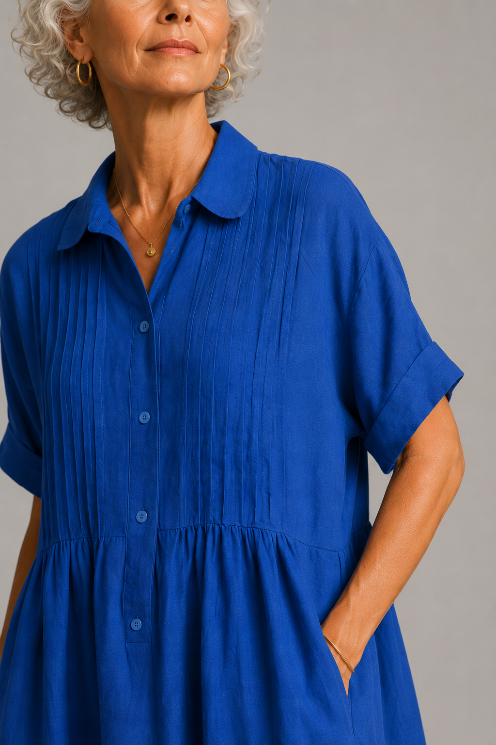 Aleida | Geplooide Linnenmix Maxi-jurk