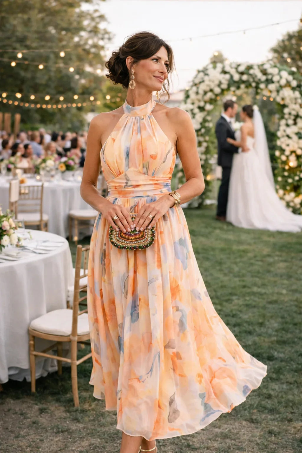 Johanna | Halter Maxi-jurk met Bloemenprint