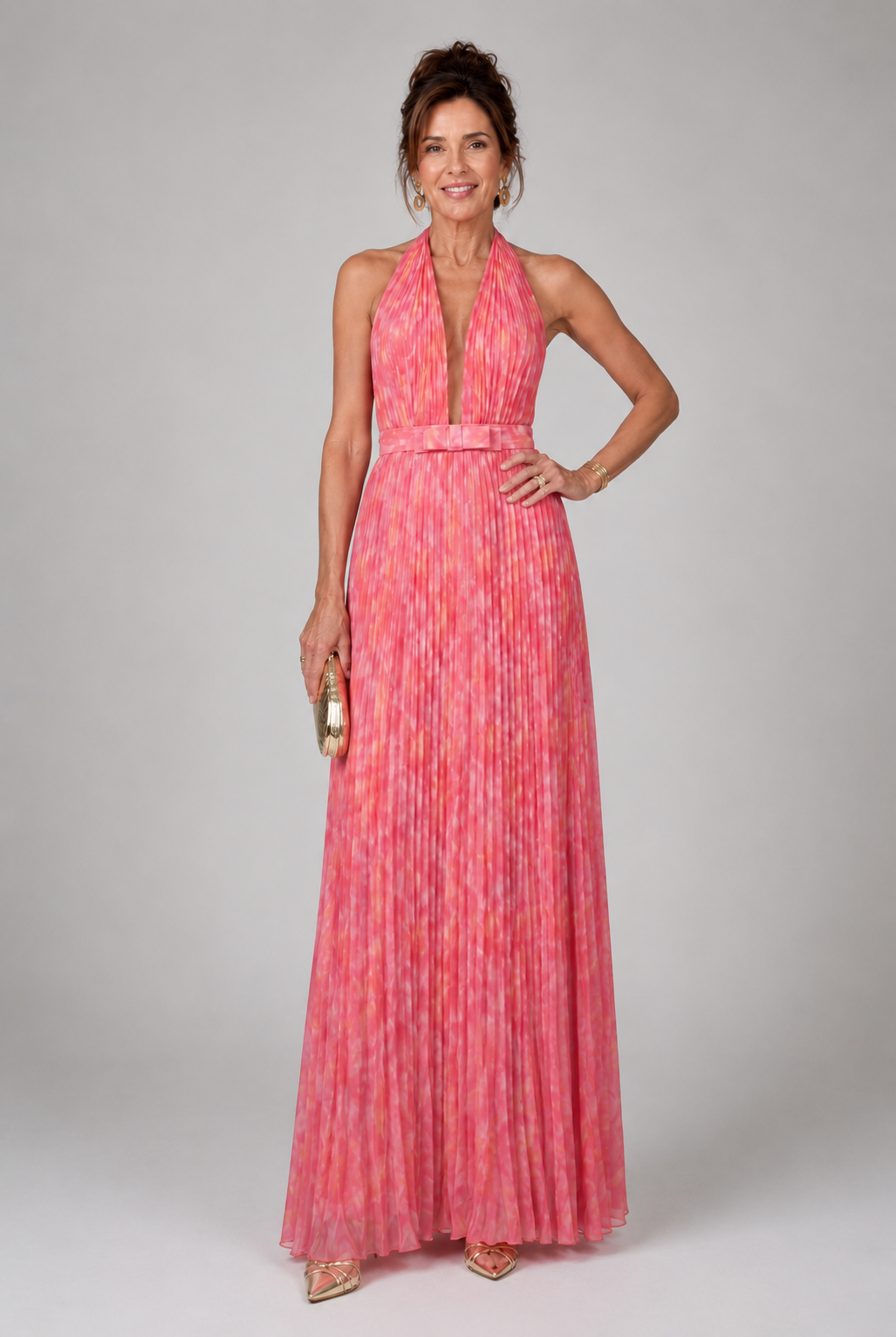 Josephine | Geplooide Halter Maxi-jurk