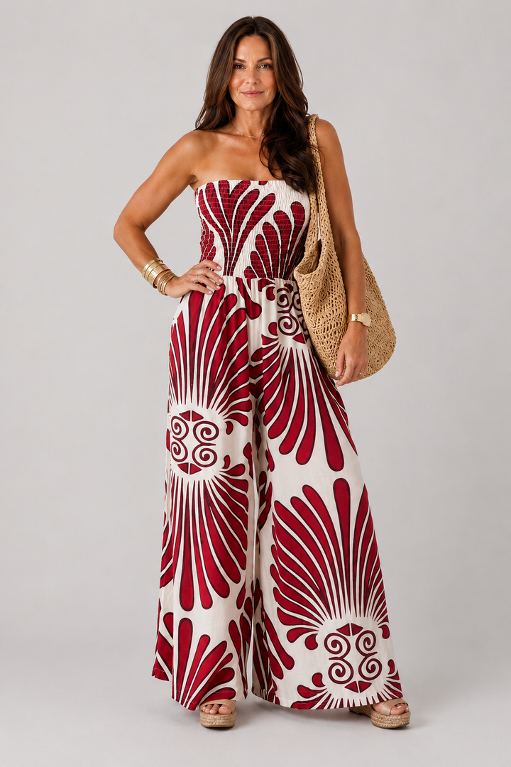 Wypkje | Strapless Grafische Maxi-jurk
