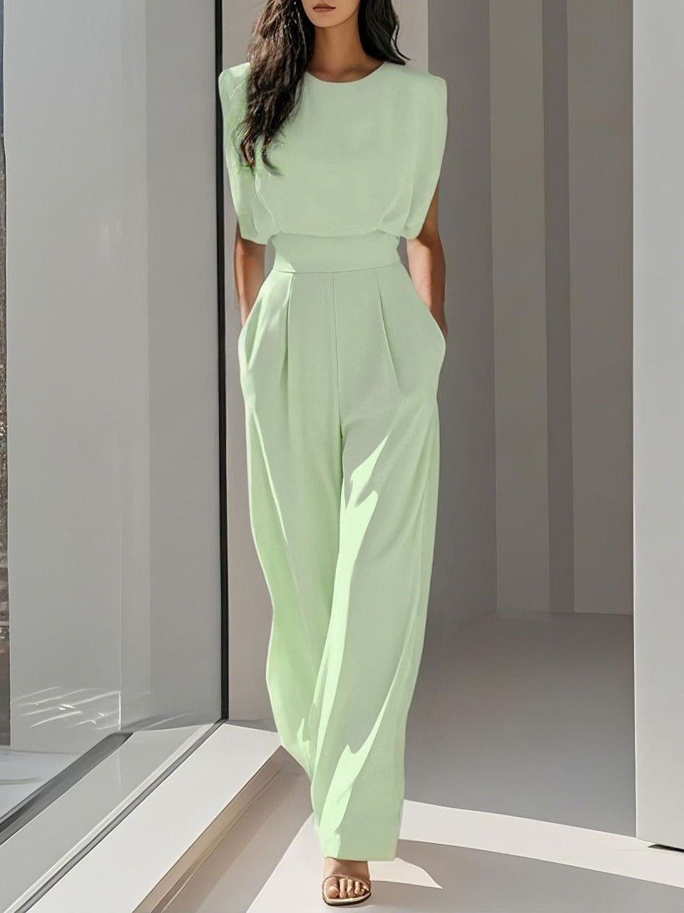 Bianca | Mouwloze Jumpsuit met Wijde Pijpen