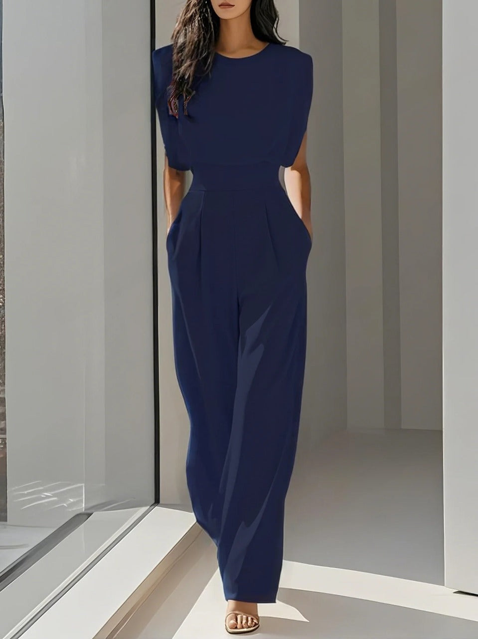 Bianca | Mouwloze Jumpsuit met Wijde Pijpen