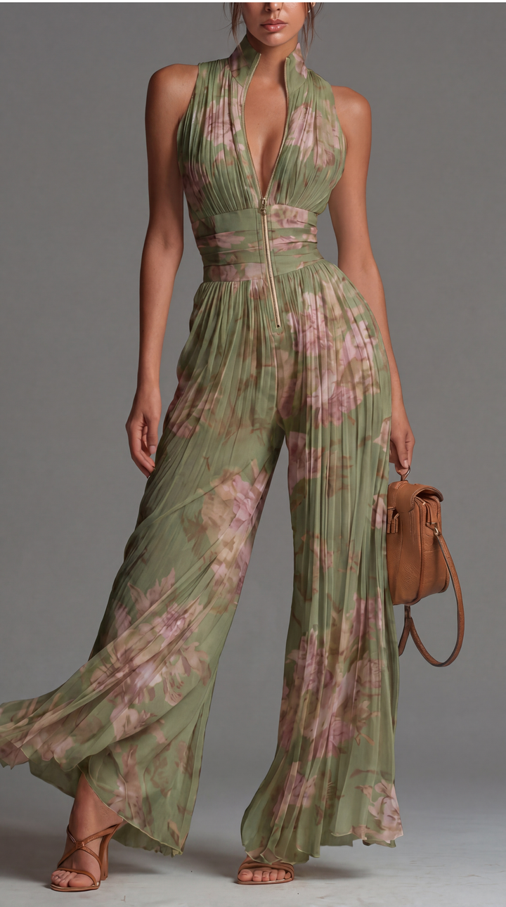 Quirine | Geplooide Jumpsuit met Bloemenprint