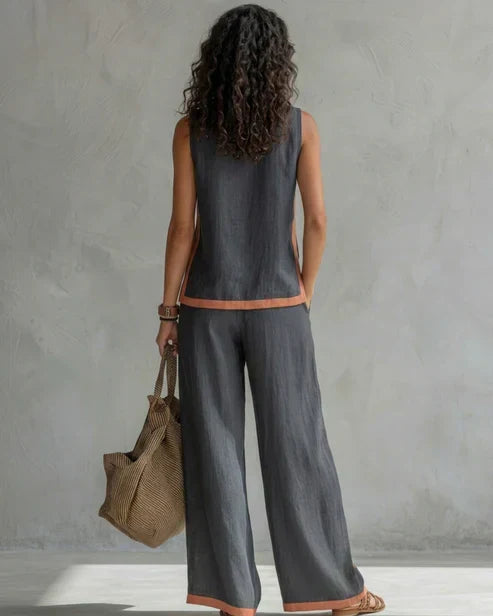 Alida | Tweedelige Set met Contrasterende Bies