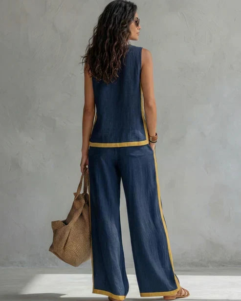 Alida | Tweedelige Set met Contrasterende Bies