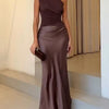 Aria | Elegant One Shoulder Neck Pleated Party Maxi Dress