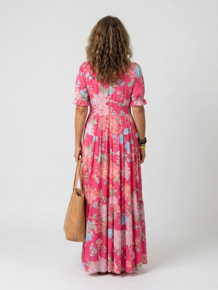 Wilma | Romantische Bloemen Midi-jurk