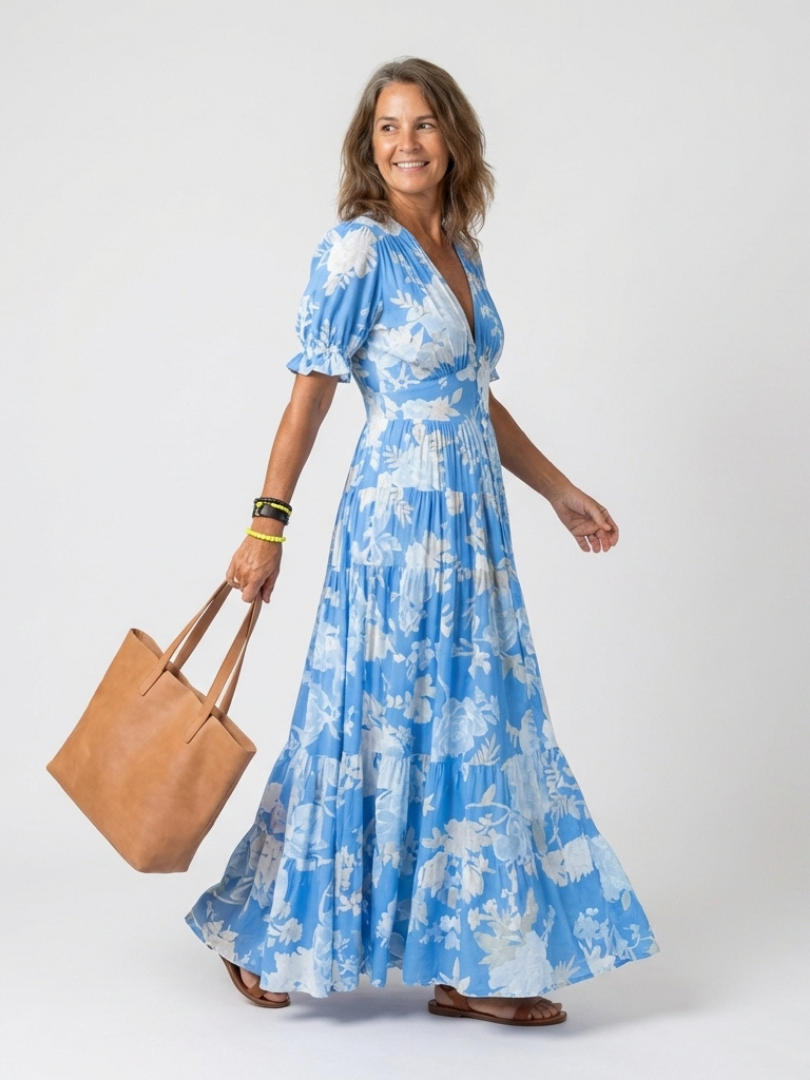 Wilma | Romantische Bloemen Midi-jurk