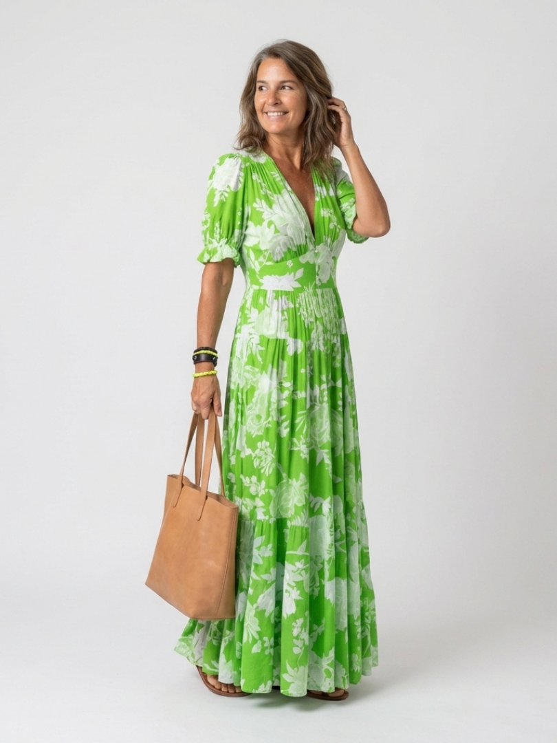 Wilma | Romantische Bloemen Midi-jurk