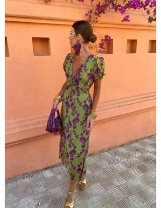 Lucinda | Boho Floral Pleated Summer Maxi Dress