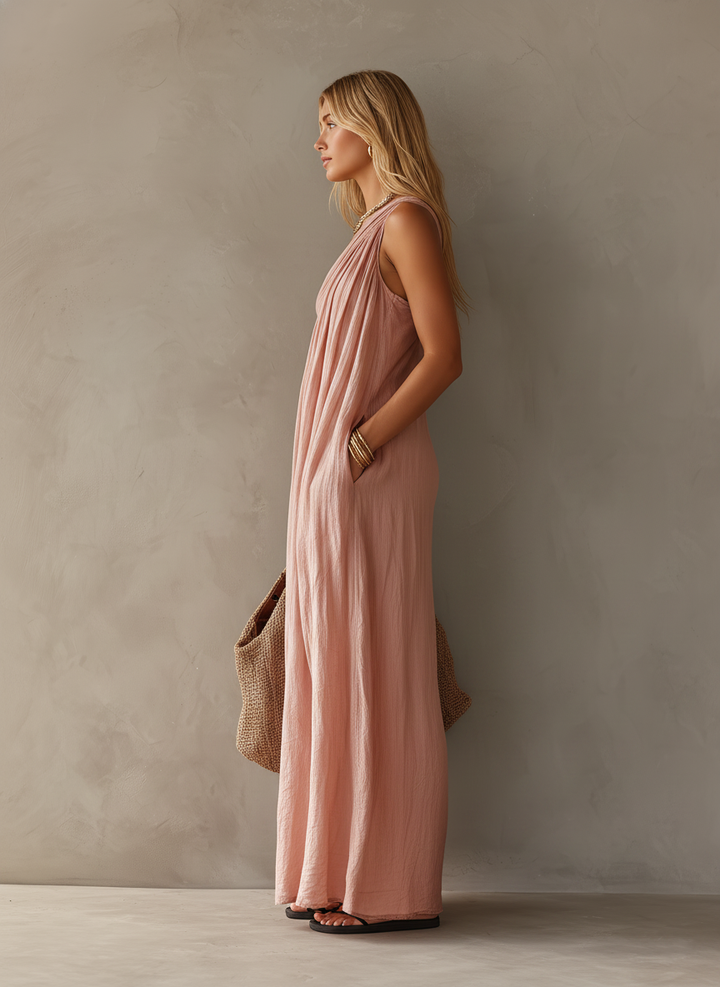 Marijke | Gedrapeerde One-Shoulder Maxi-jurk