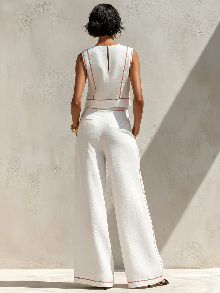 Petronella | Tweedelige Set met Contrasterende Stiksels