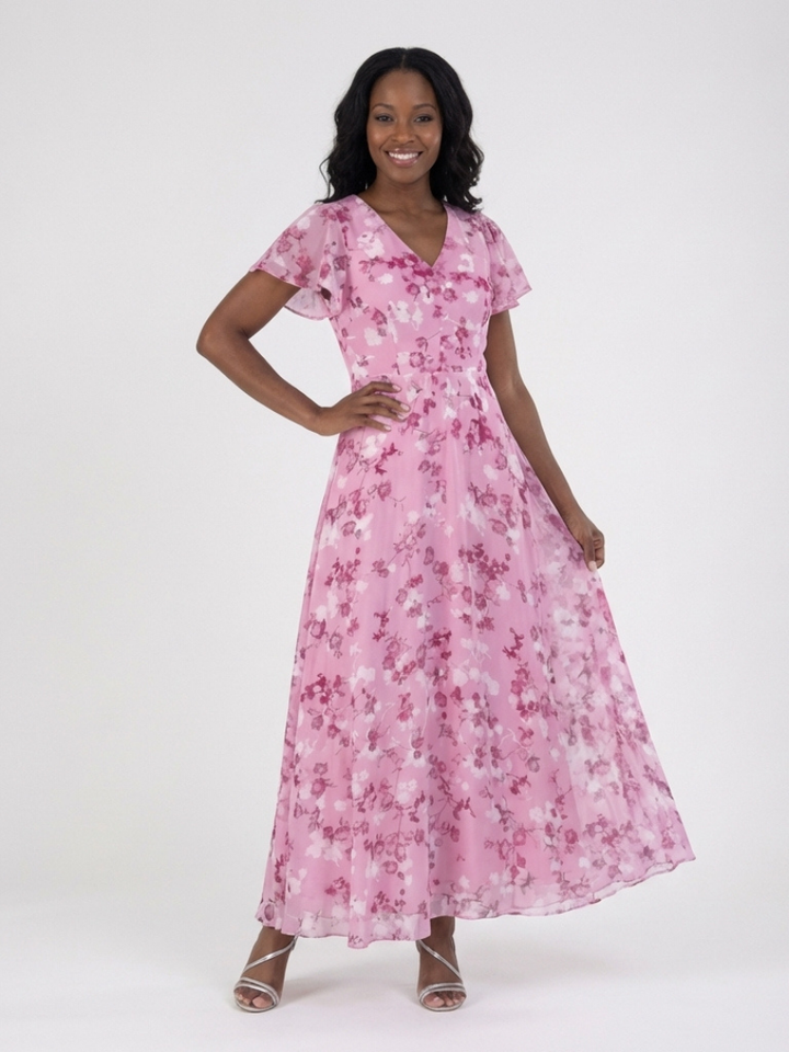 Marlies | Bloemen Chiffon Maxi-jurk