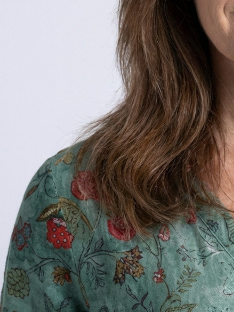 Nynke | Gebloemde Maxi-jurk met V-hals