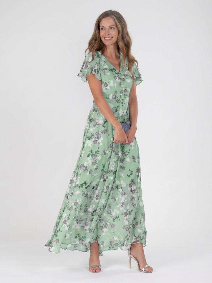 Marlies | Bloemen Chiffon Maxi-jurk