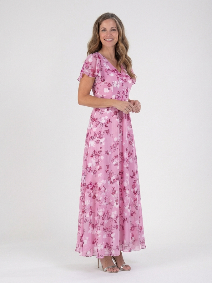 Marlies | Bloemen Chiffon Maxi-jurk