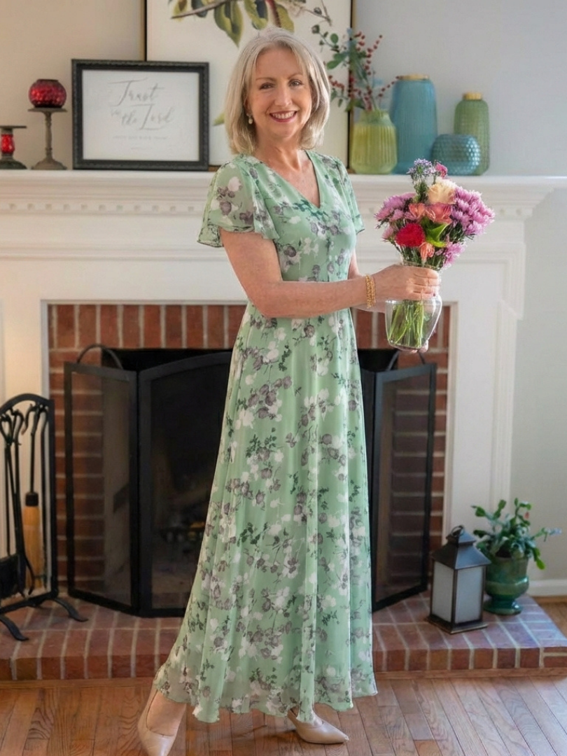 Marlies | Bloemen Chiffon Maxi-jurk