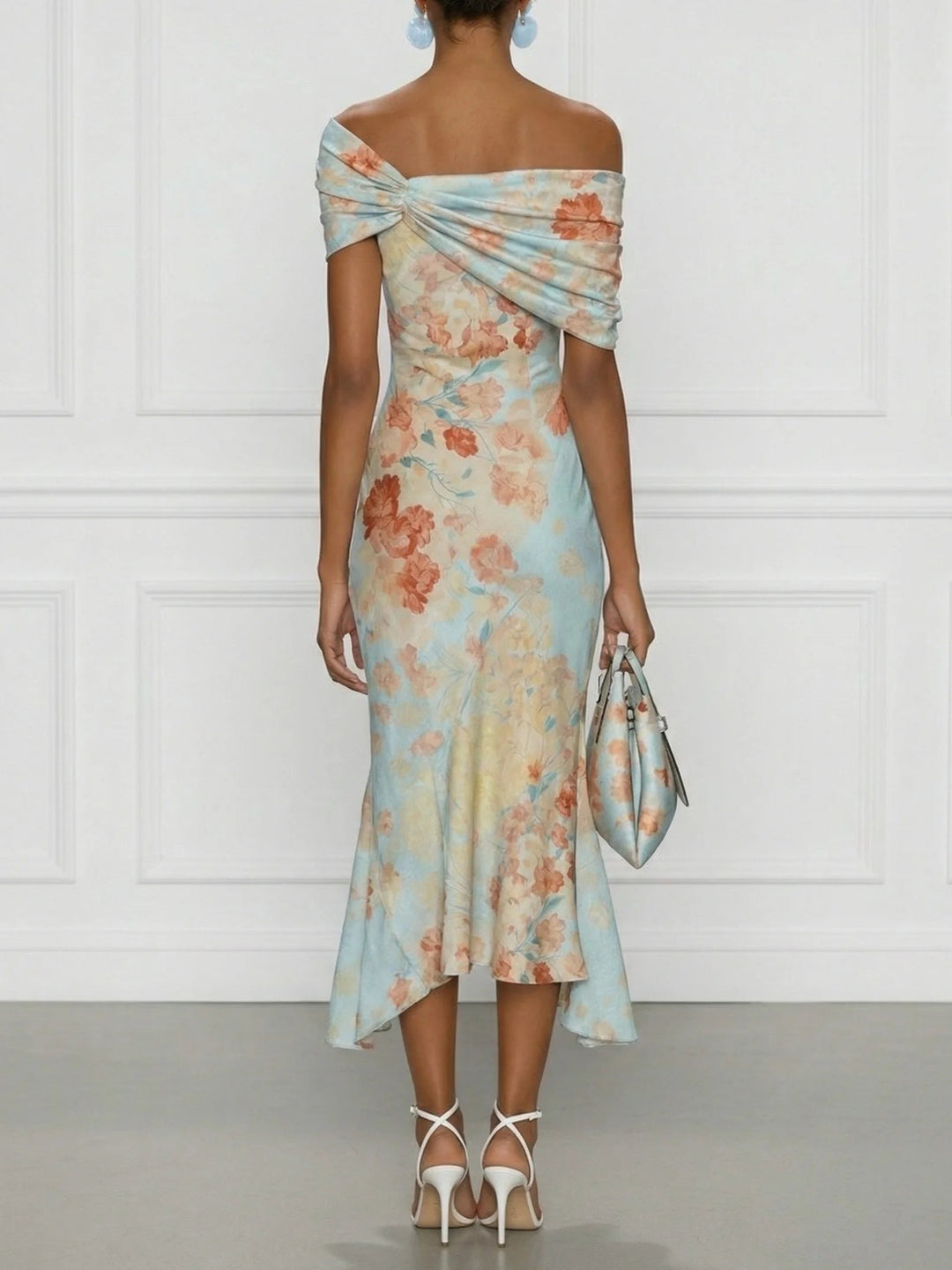 Trude | Off-Shoulder Bloemen Midi-jurk