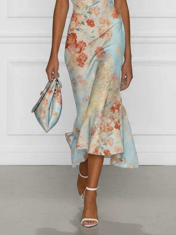 Trude | Off-Shoulder Bloemen Midi-jurk