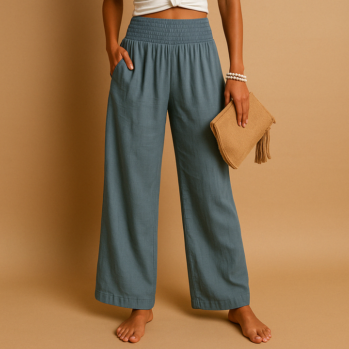 Charlotte | Wijde Linnenmix Broek