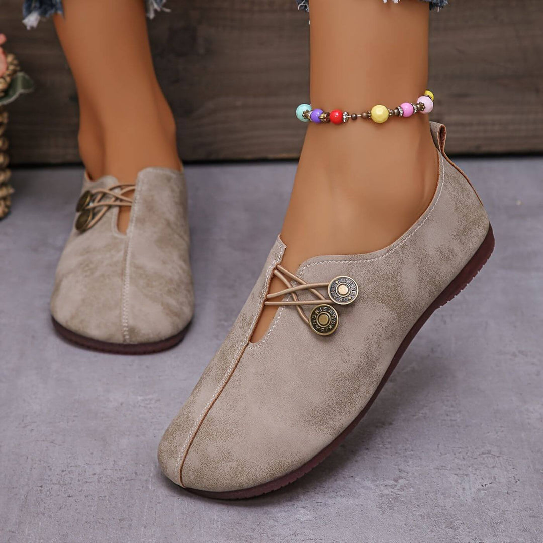 Eline | Soepele Loafers met Knoopdetail