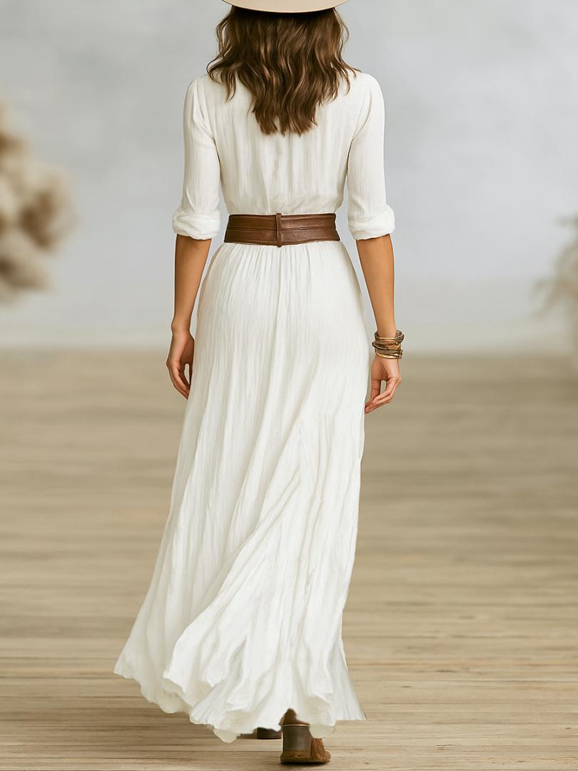 Irene | Button Front Belted Maxi
