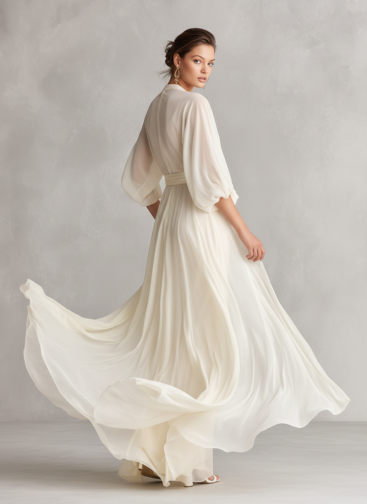 Marieke | Gedrapeerde Chiffon Maxi-jurk