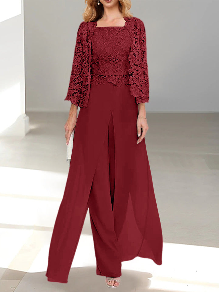Linde | Chiffon Driedelige Set met Kant