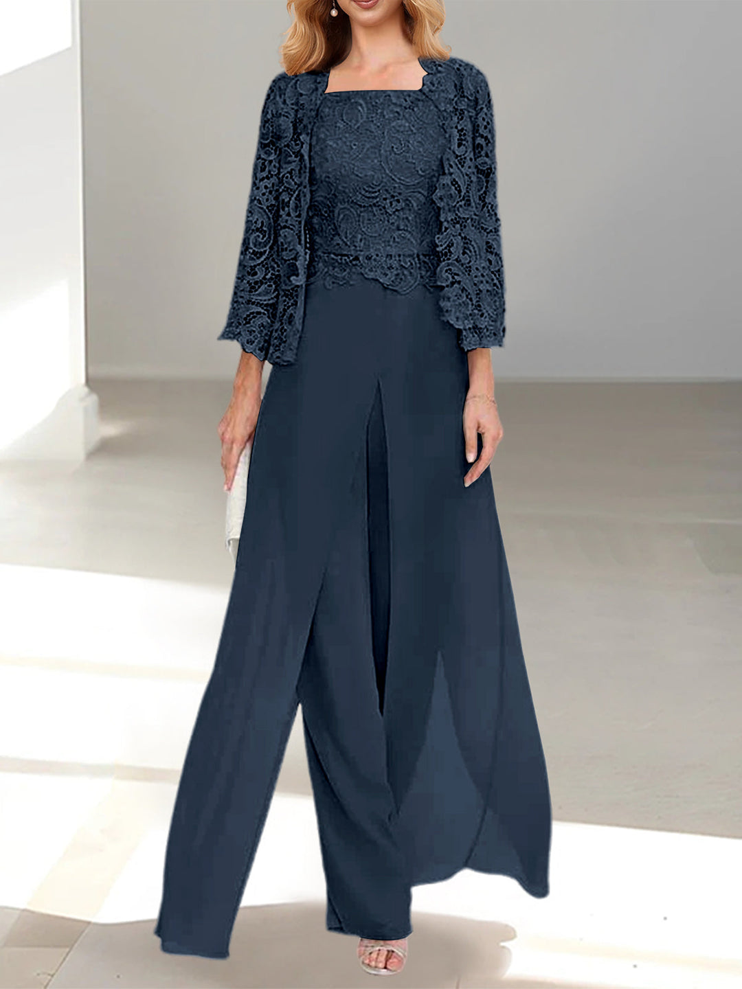 Linde | Chiffon Driedelige Set met Kant
