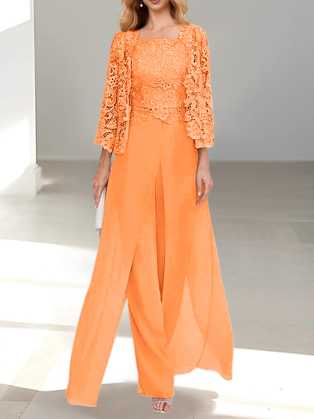 Linde | Chiffon Driedelige Set met Kant
