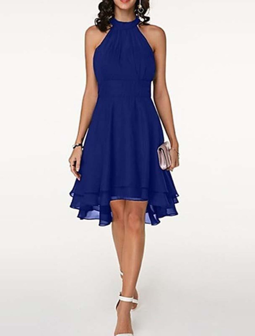 Elsa | Chiffon Midi-jurk met Halternek