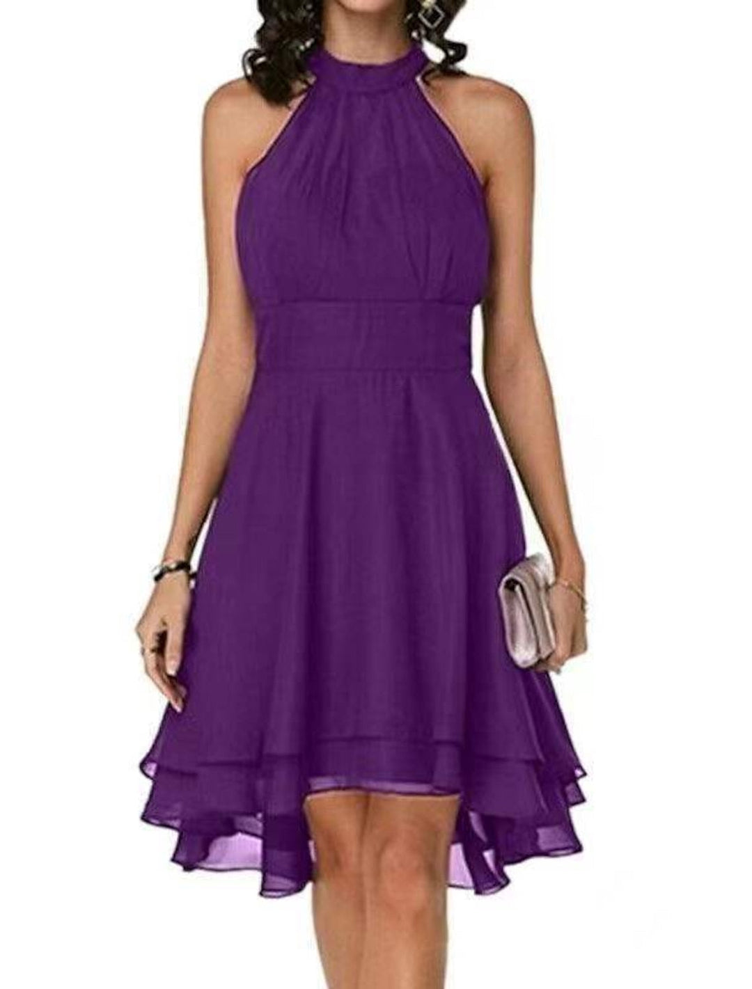 Elsa | Chiffon Midi-jurk met Halternek