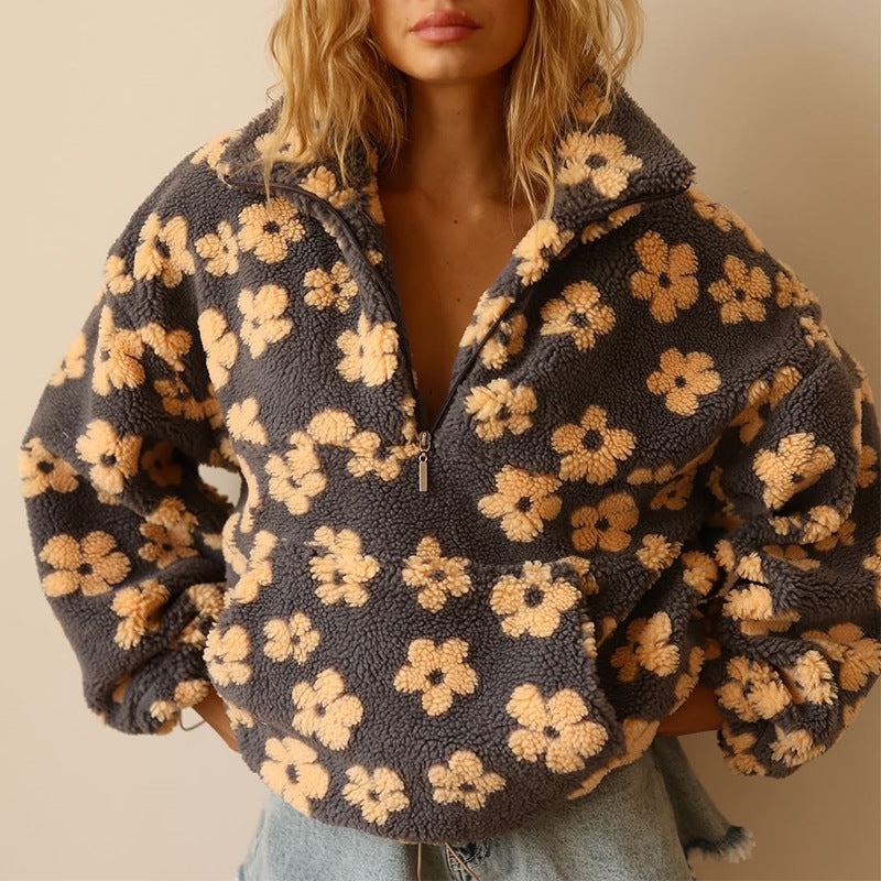 Lotte | Fleece Trui met Bloemenprint
