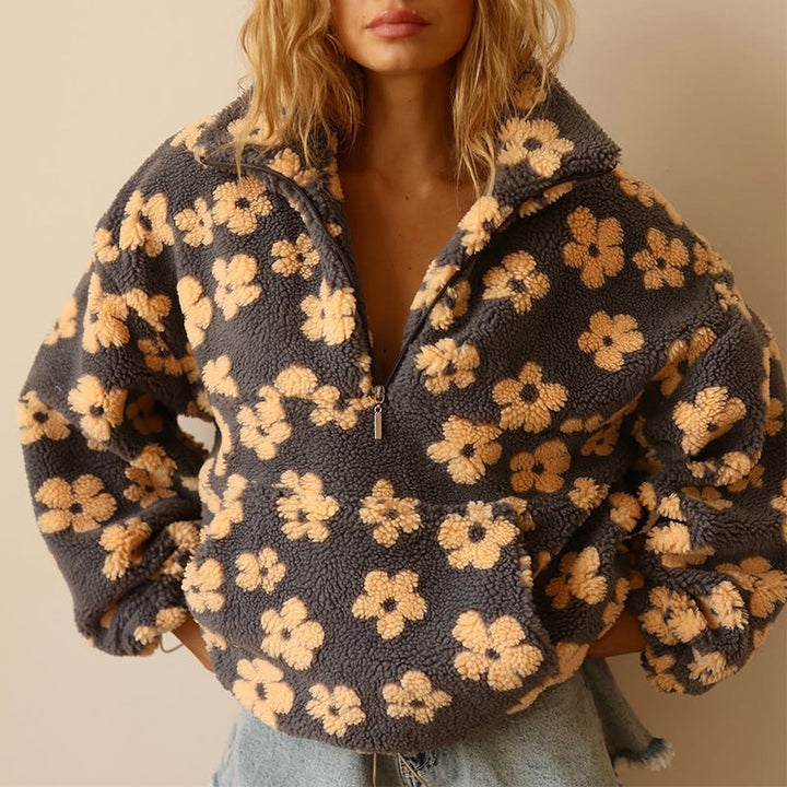 Lotte | Fleece Trui met Bloemenprint