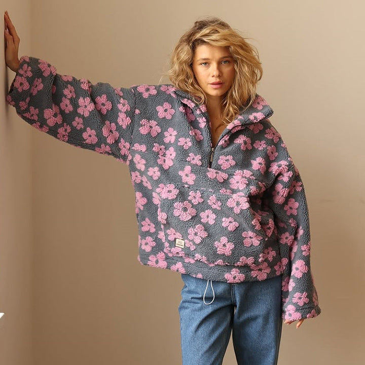 Lotte | Fleece Trui met Bloemenprint