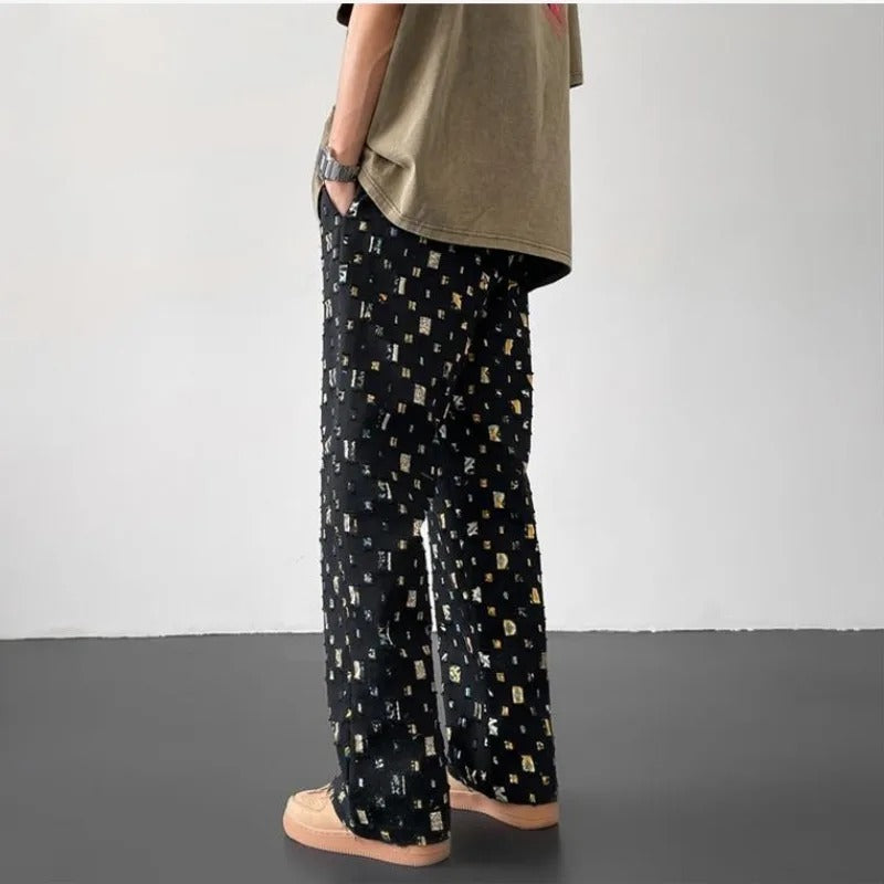 Hilde | Rechte Broek met Mosaïekdessin