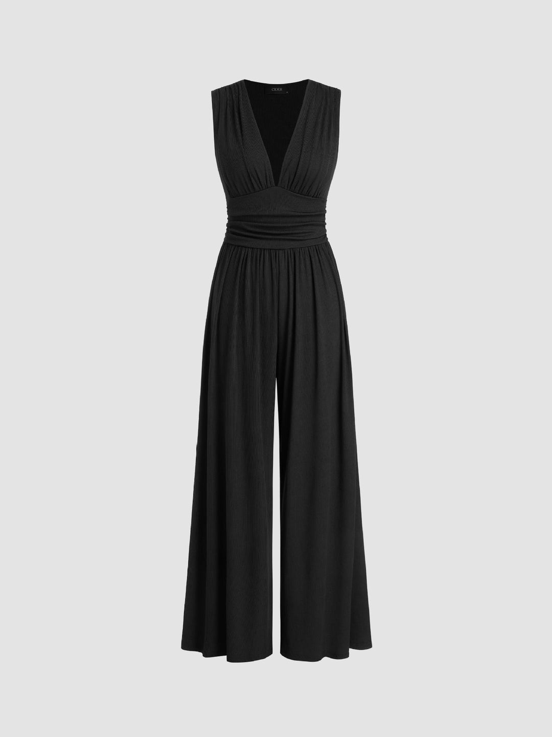 Janneke | Geribbelde Jumpsuit met Wijde Pijpen