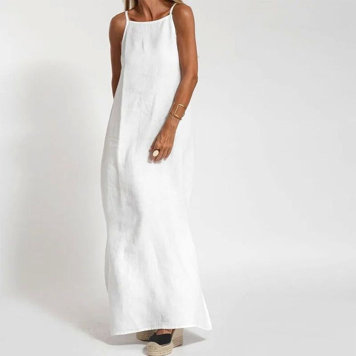 Ingrid | Linnenmix Maxi-jurk met Spaghettibandjes