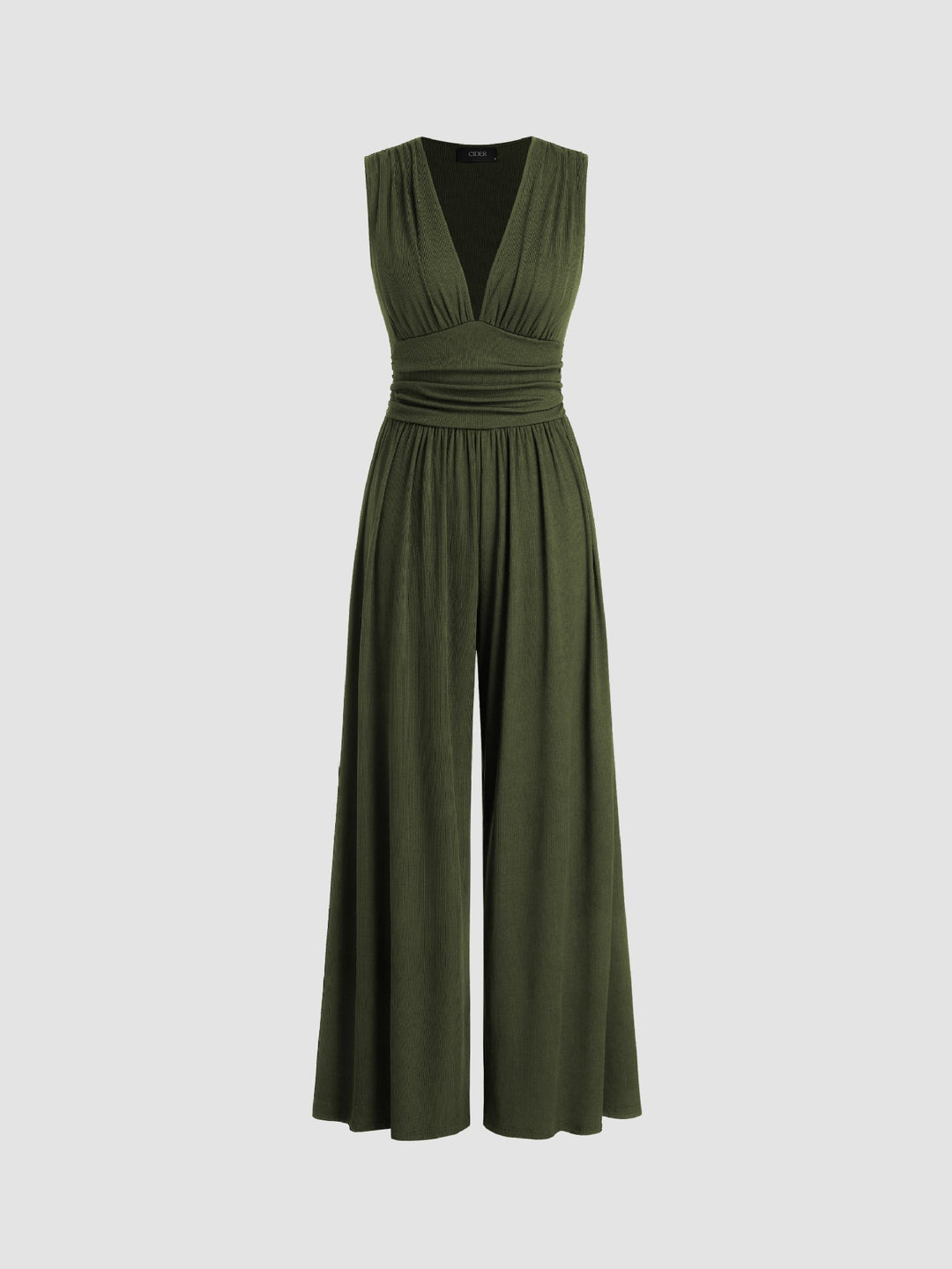 Janneke | Geribbelde Jumpsuit met Wijde Pijpen