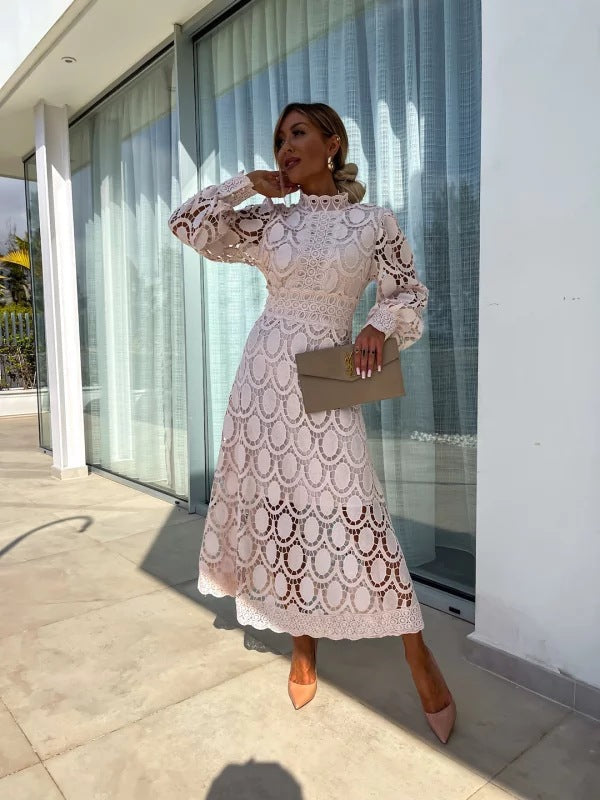 Hailey | Women’s Midi Dress with Long Sleeves and High Neck