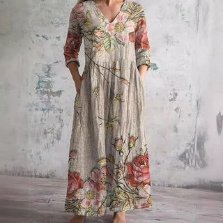 Rebecca | Women's Summer Dress with V-Neck and Floral Pattern