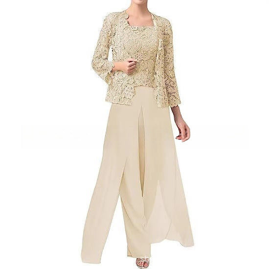 Linde | Chiffon Driedelige Set met Kant