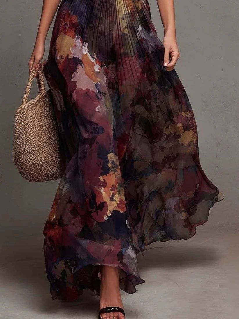 Milou | Geplooide Maxi-jurk met Bloemenprint