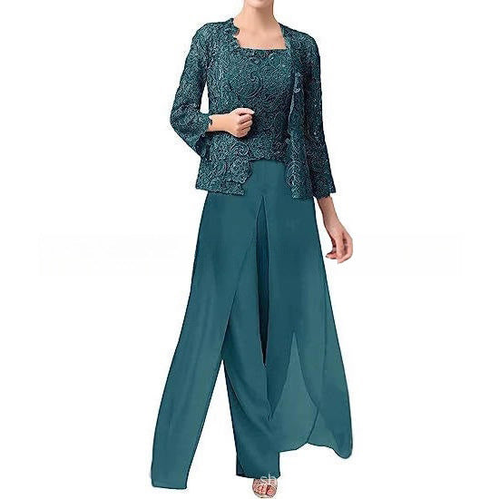 Linde | Chiffon Driedelige Set met Kant
