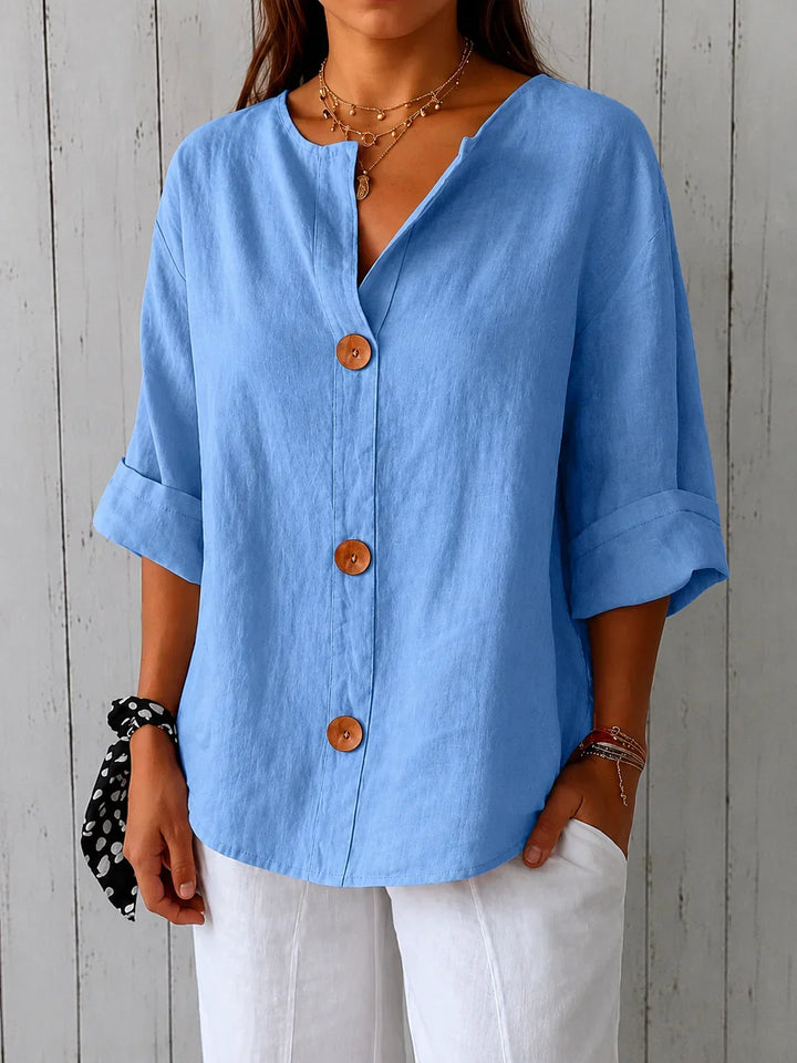 Rozemarijn | Linnen Blouse met Knopen