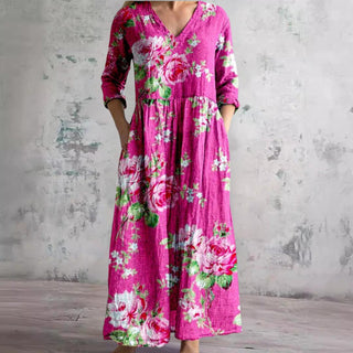 Rebecca | Women's Summer Dress with V-Neck and Floral Pattern