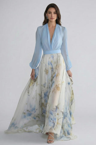 Brynn | Women’s Sheer Sleeves Maxi Dress